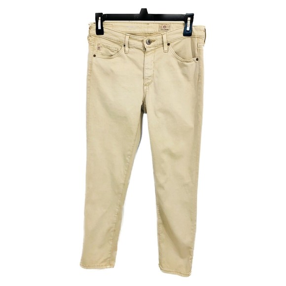 AG Adriano Goldschmied Prima Crop Mid Rise Cigarette Premium Denim Jeans Tan- 26 - Picture 2 of 9